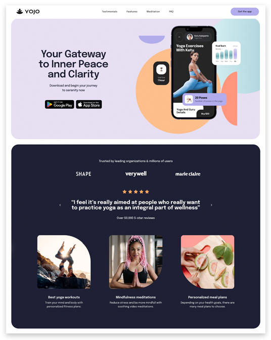 App landing page