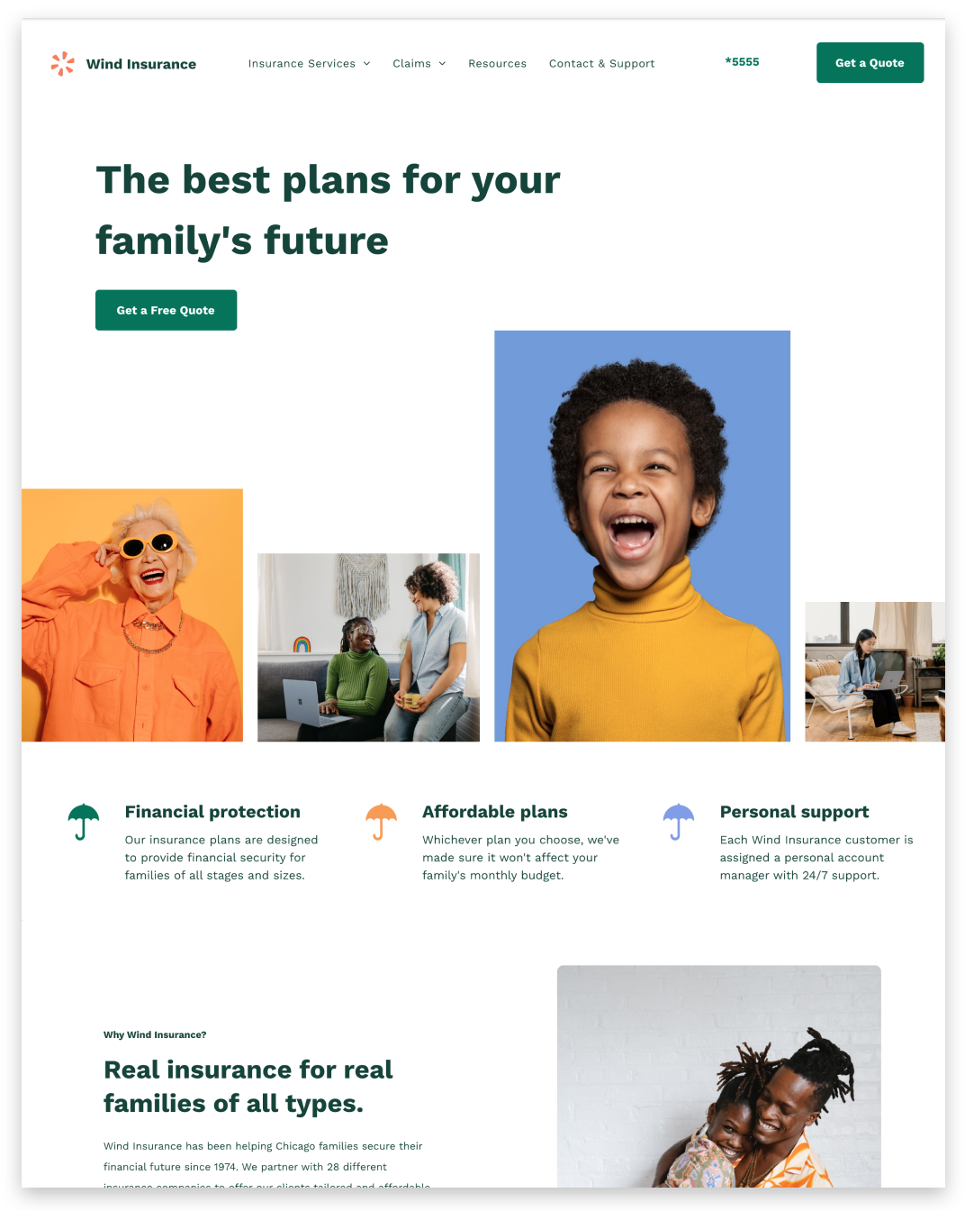 A screenshot of a website that says `` the best plans for your family 's future ''.
