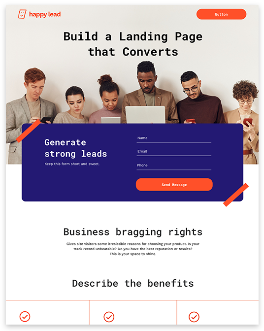 Lead generation landing page