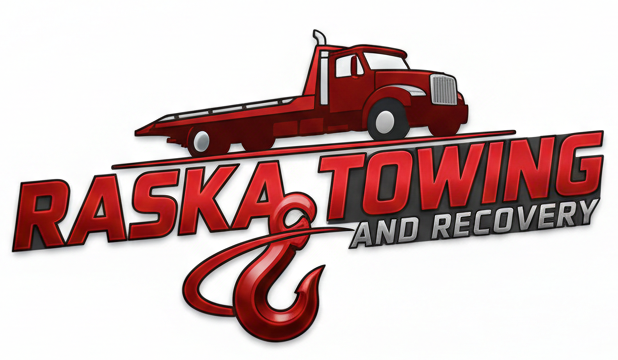 Red tow truck above