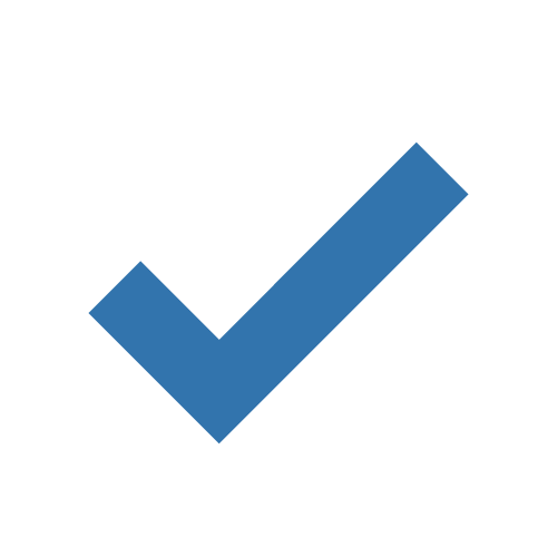 Blue check mark icon on a white background
