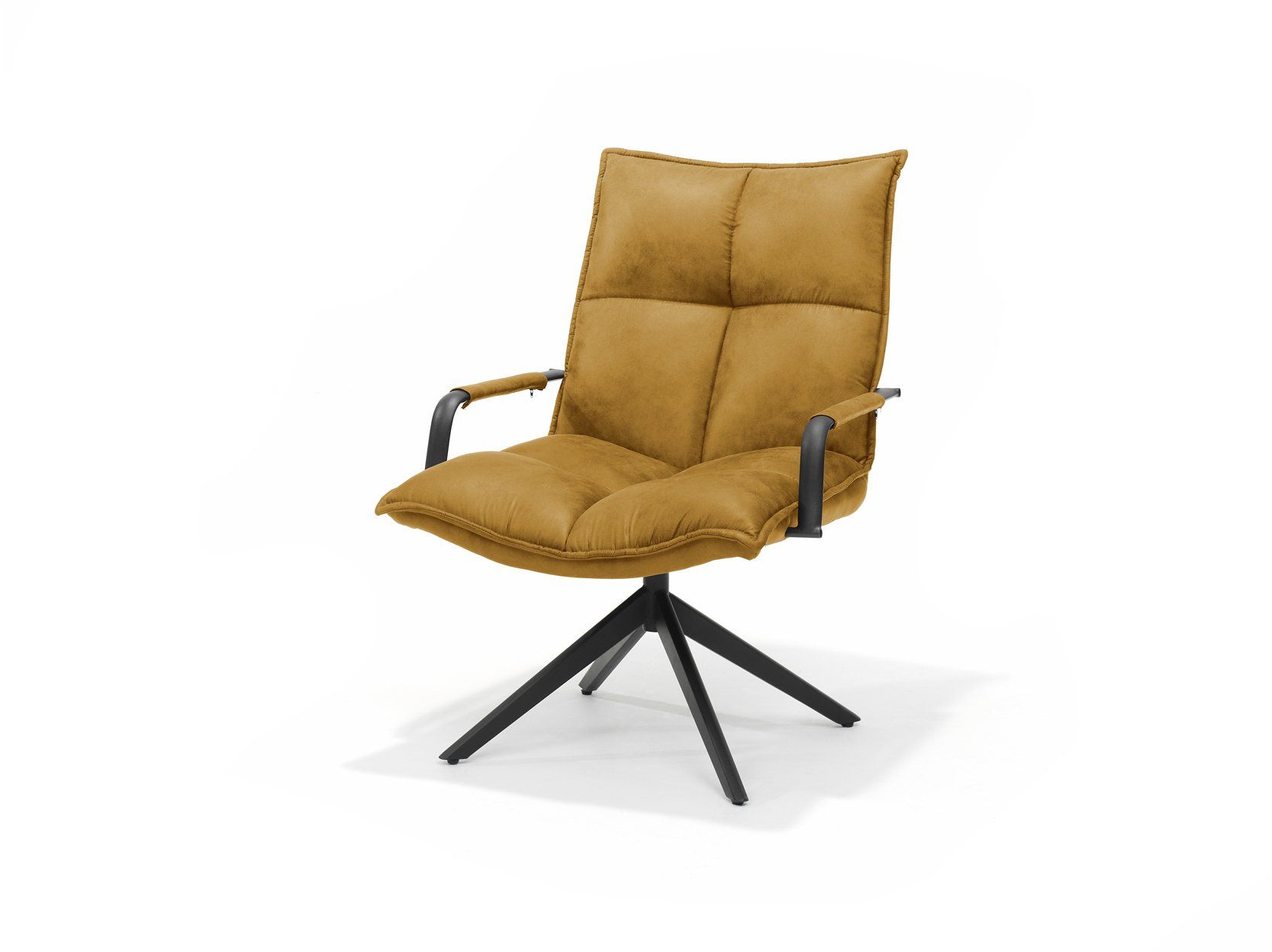 Robert fauteuil met luxe goudkleurige bekleding, comfortabele rugleuning en slanke metalen poot | een stijlvolle uitstraling