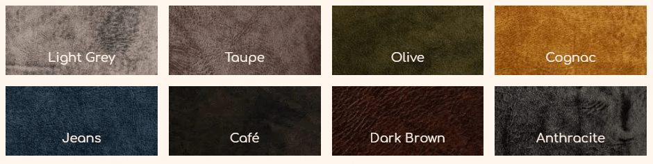 Chill Line Outback leerstalen bieden een robuuste, natuurlijke uitstraling met stoere textuur, voor duurzame meubelstukken