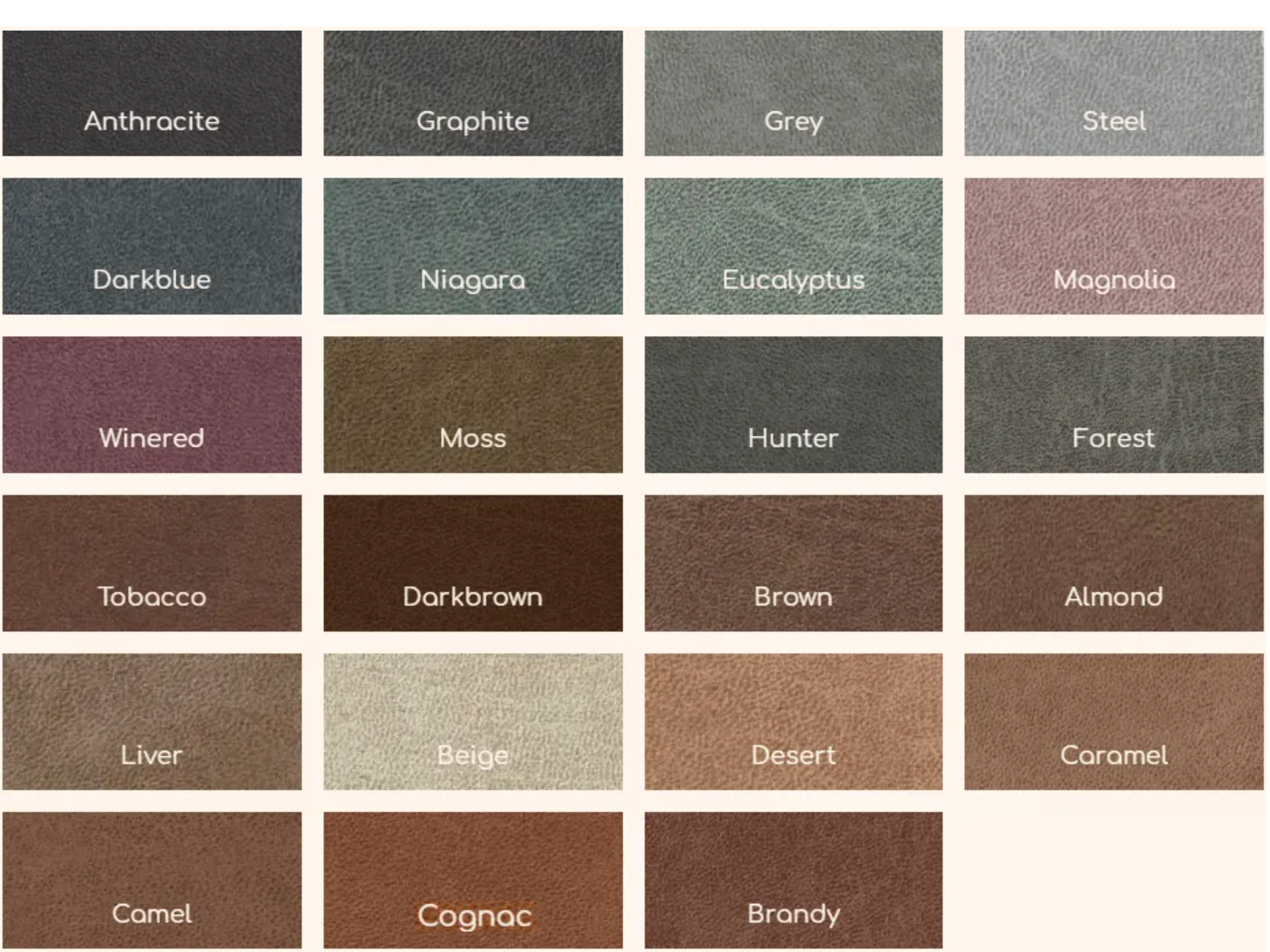 uitgebreide overzicht van Bull leermateriaal, kleuren die perfect zijn voor het personaliseren van uw meubels.