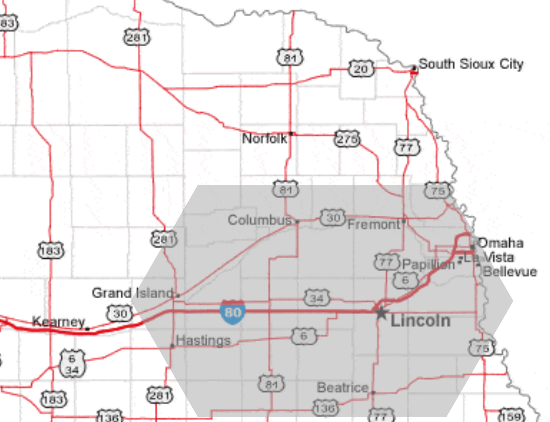 GRC Service Area Web Image GRC Service Area including Geneva, NE