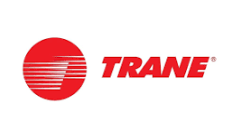 Trane logo: red circle with horizontal white lines, red