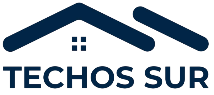 Logotipo de TECHOS SUR con icono de techo azul y texto