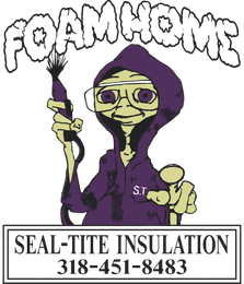 Seal Tite Foam Insulation logo on a dark shield with gold and white text