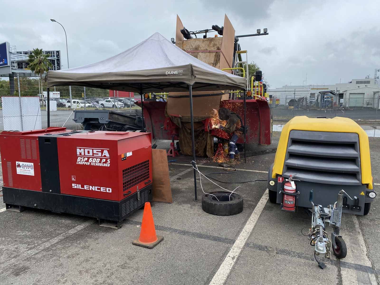 A Couple Of Welding Machine On The Site— Hanby Welding & Engineering In Portsmith, QLD