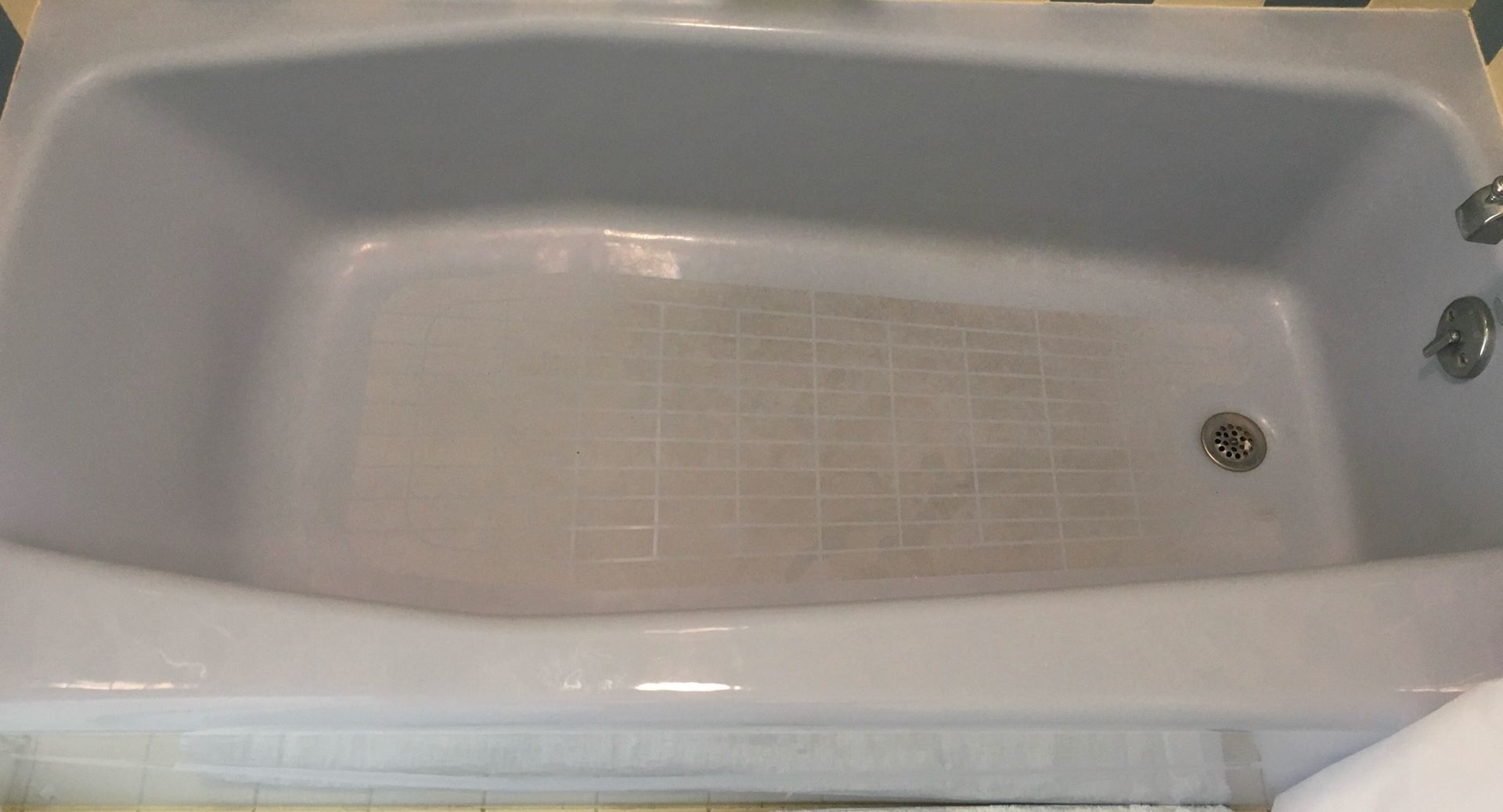 Purple tab with stain