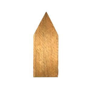A wooden fence picket in the shape of a house on a white background.