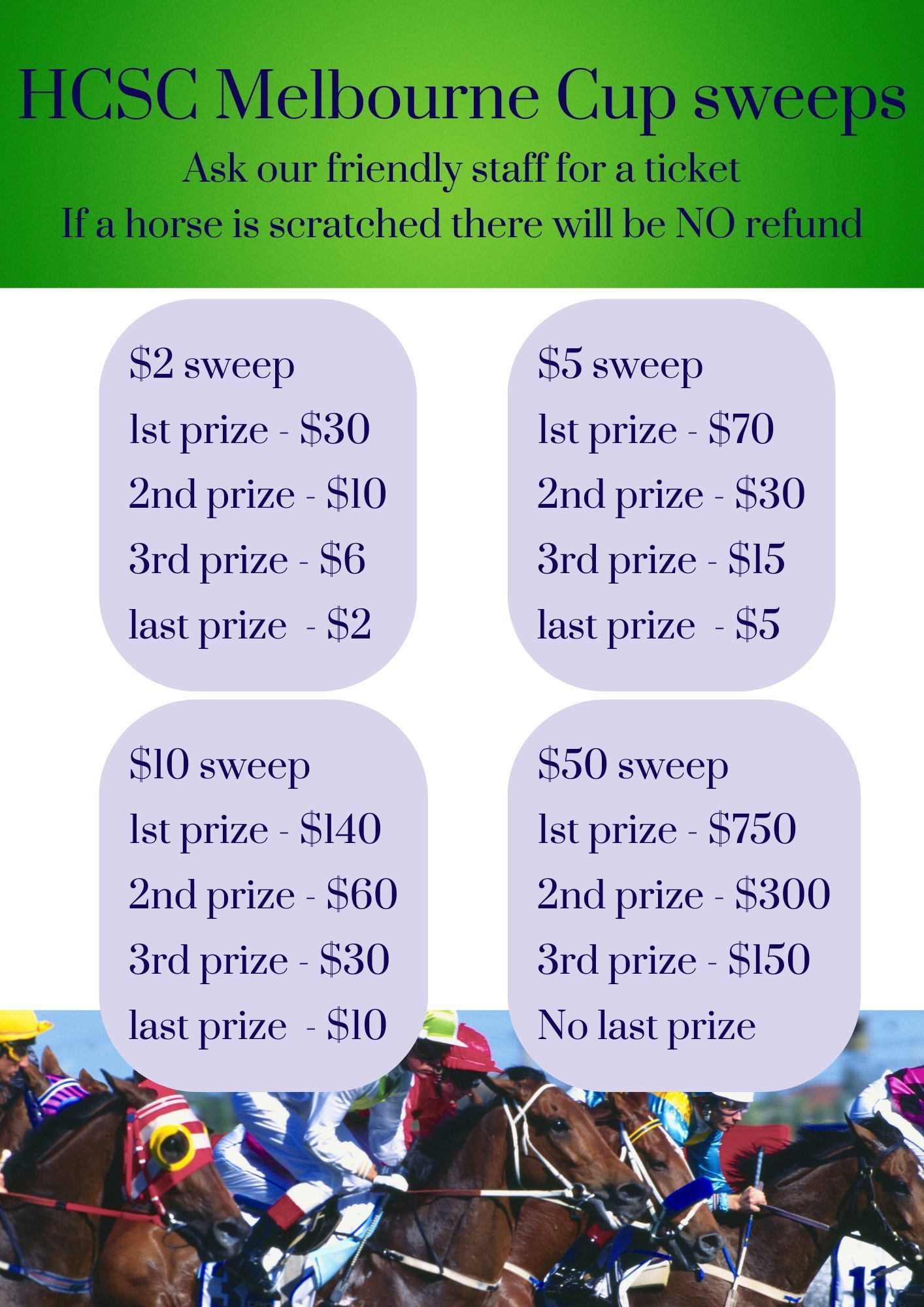 Melbourne Cup Sweeps in club!
