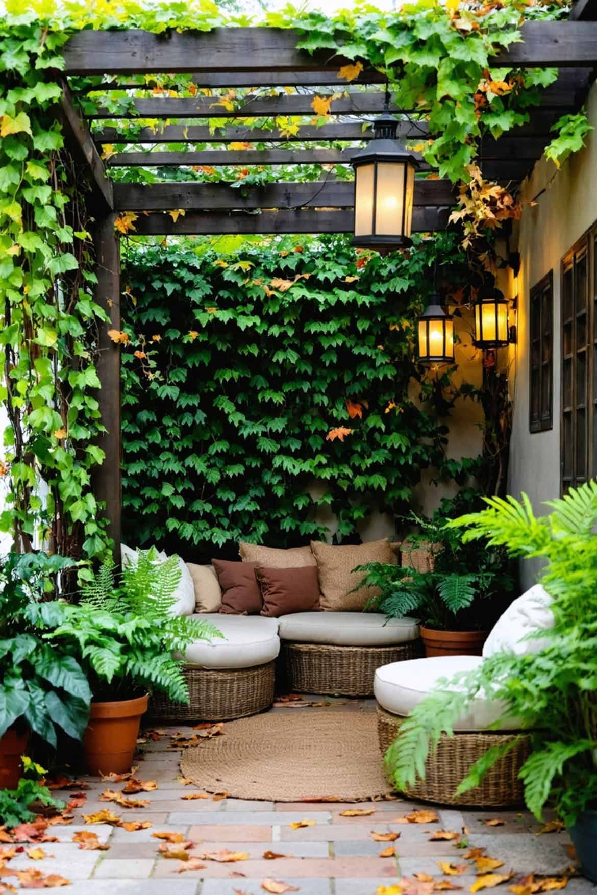 Even a small patio area can be relaxing and calming by adding in lots of greenery.