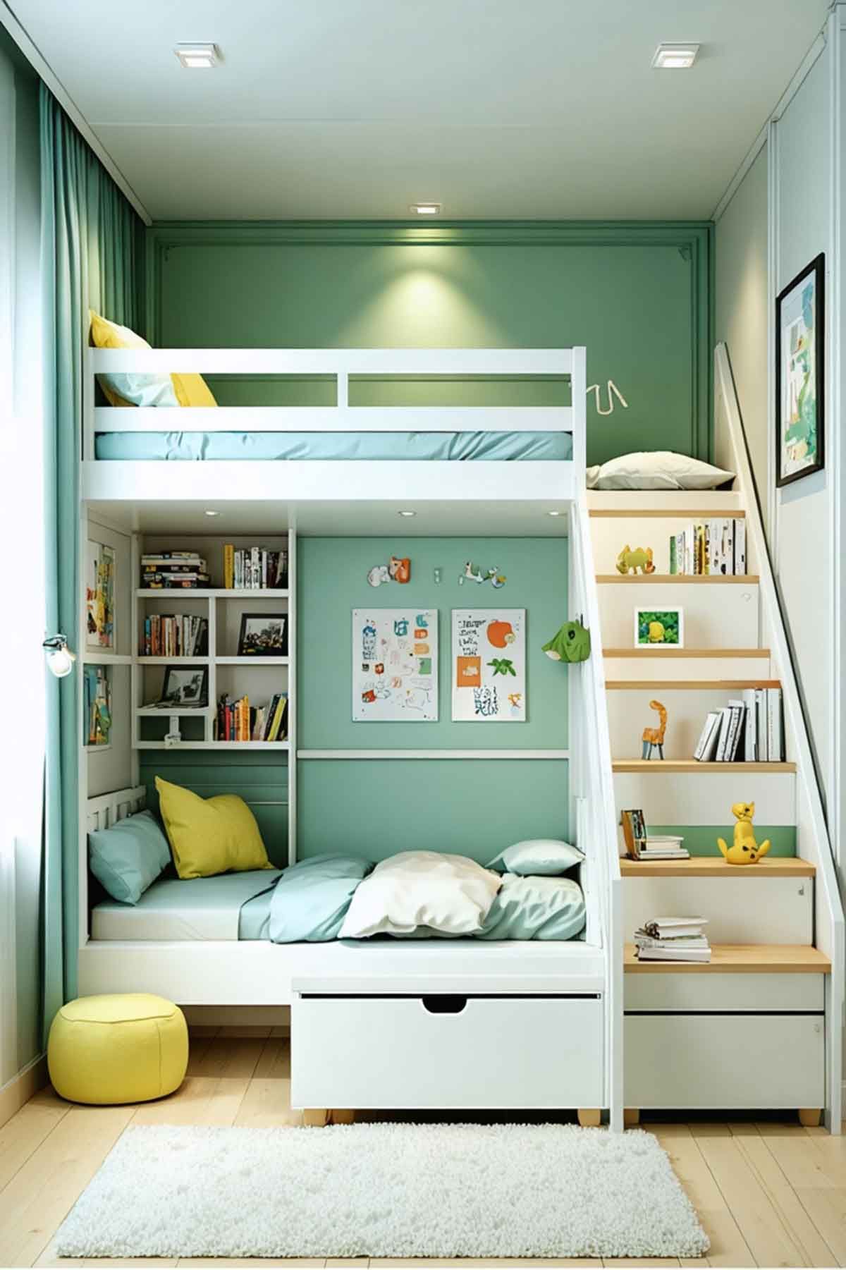 Space saving bunk beds for kids bedrooms