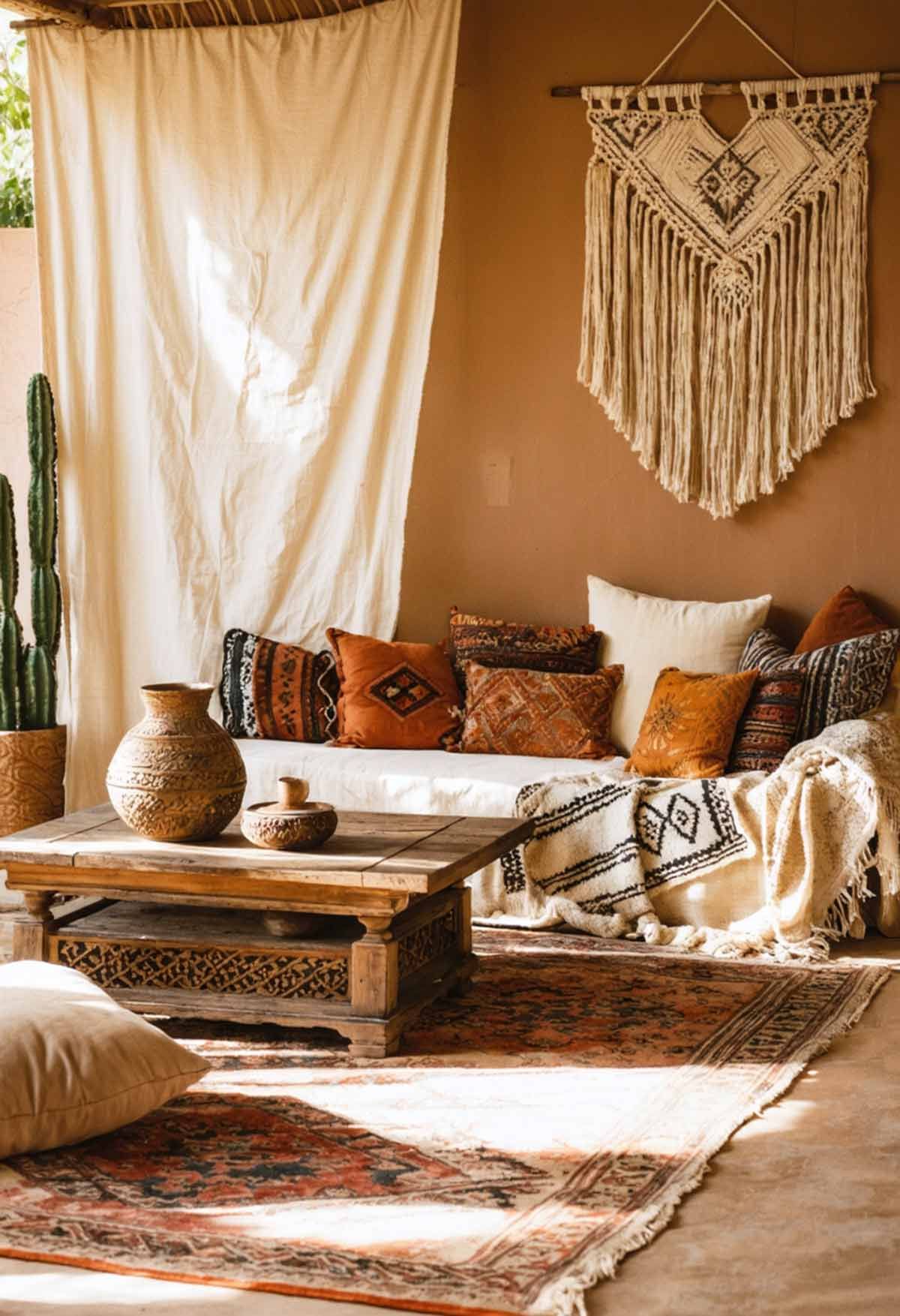 Layering a boho styled room will help to increase the casual warmth of this decor style.