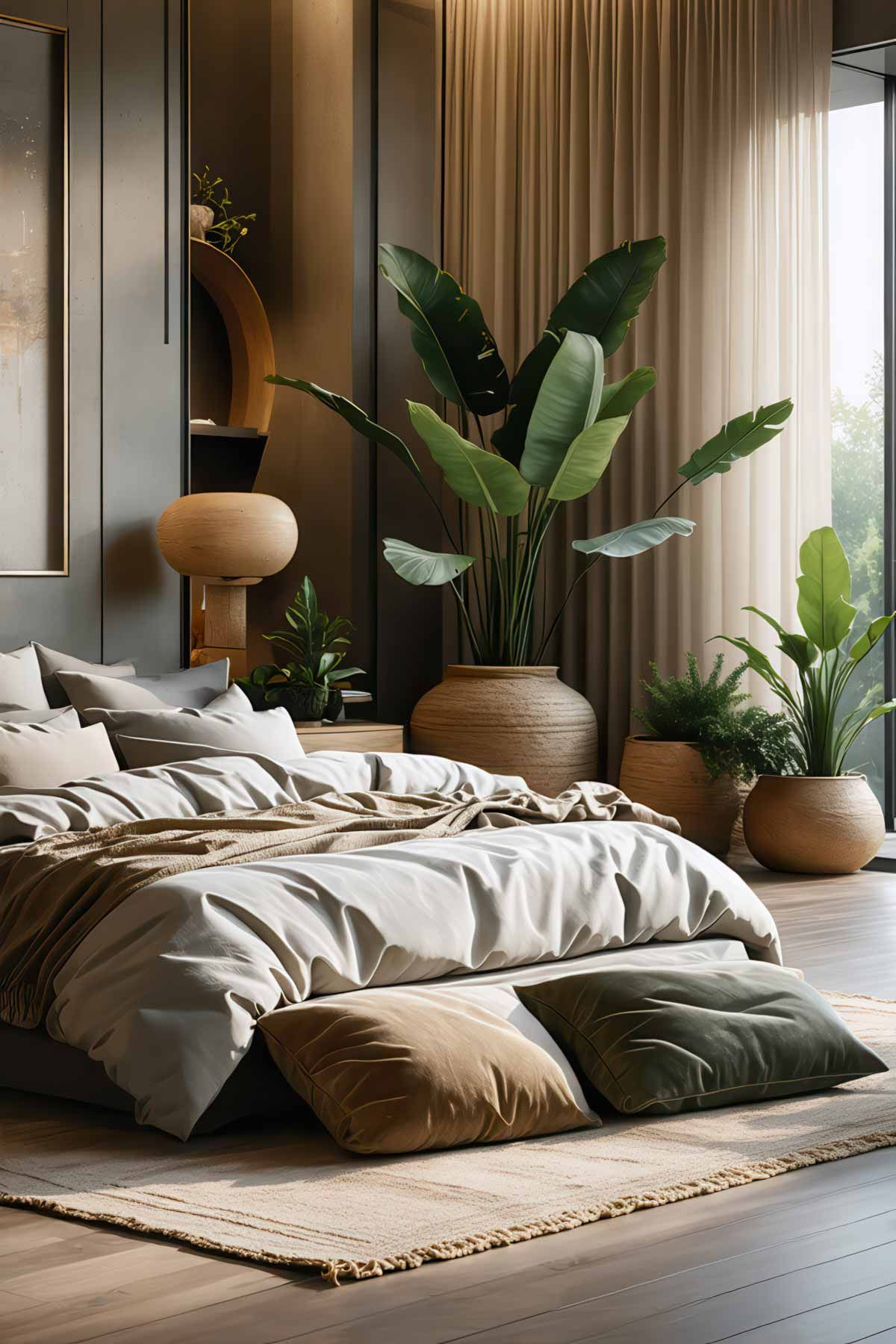 Bedroom design using earthy tones