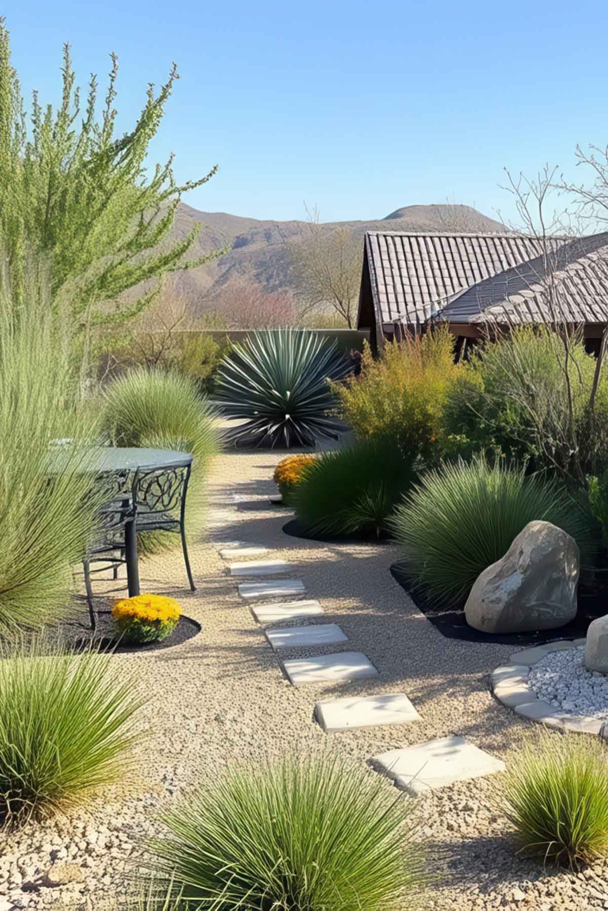Desert style sustainable garden