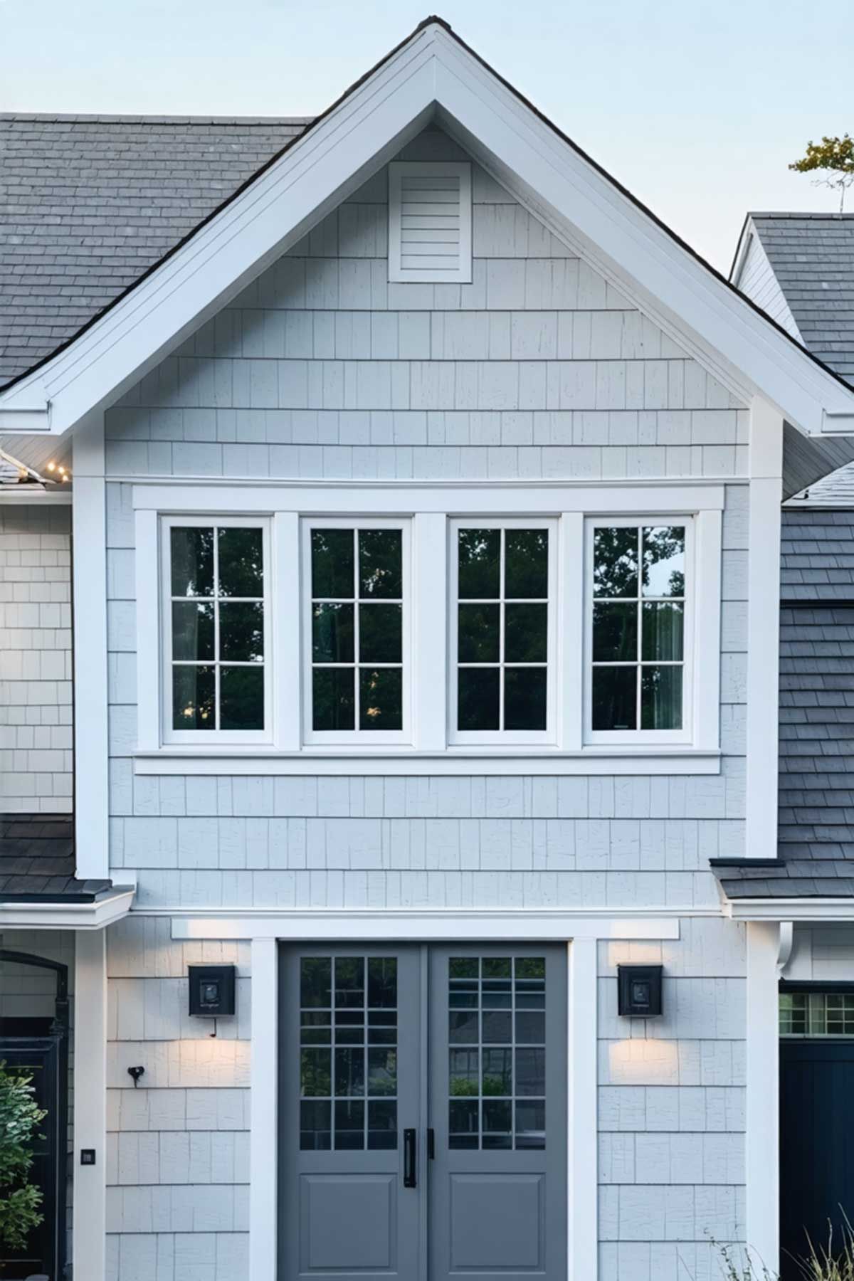 Hamptons style home using the traditional colour palate of light grey and white.