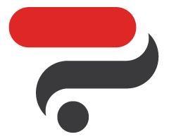 Logo rouge et noir : rectangle rouge arrondi horizontal au-dessus d’un point d’interrogation stylisé.
