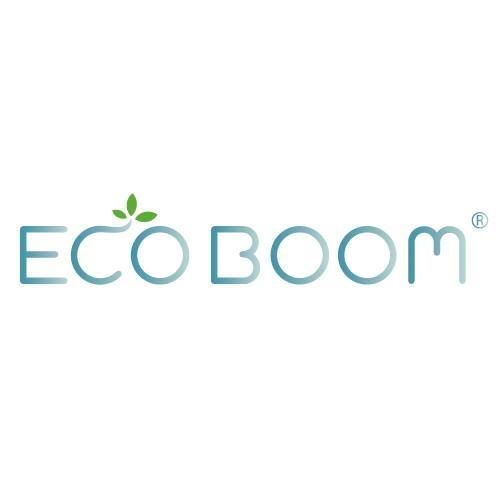 ECO BOOM logo in teal and green on a white background