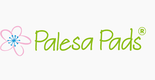 Palesa Pads logo with pink flower icon and green text on a white background