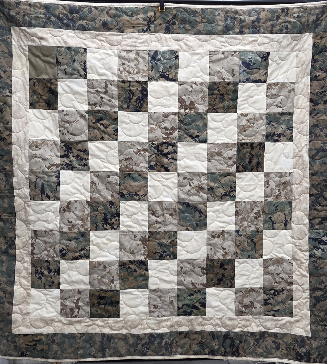 Marine Corps memory quilt made from uniform trousers, Treasure Valley - Brown Bear Quilting Services