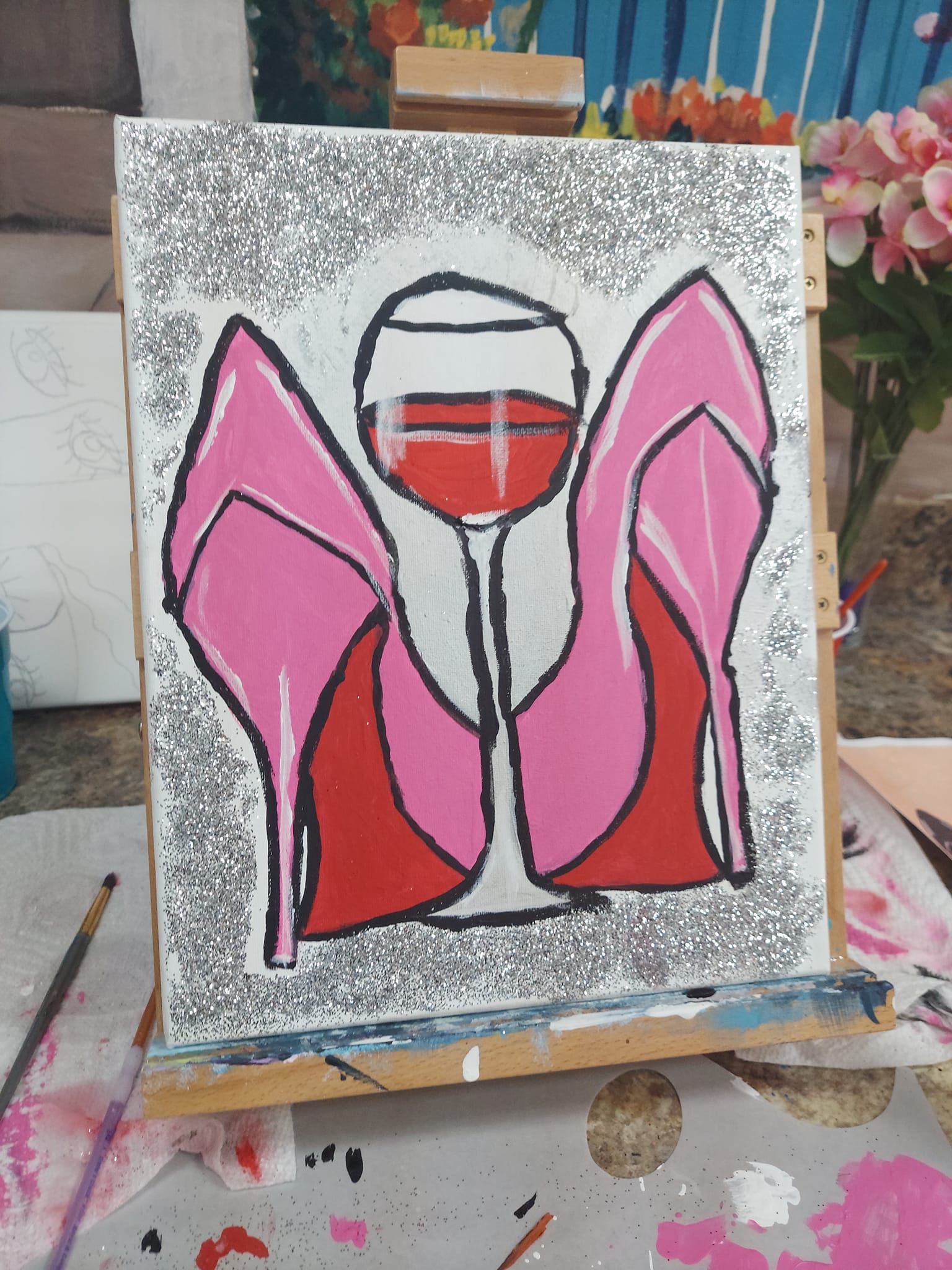 heels and wine