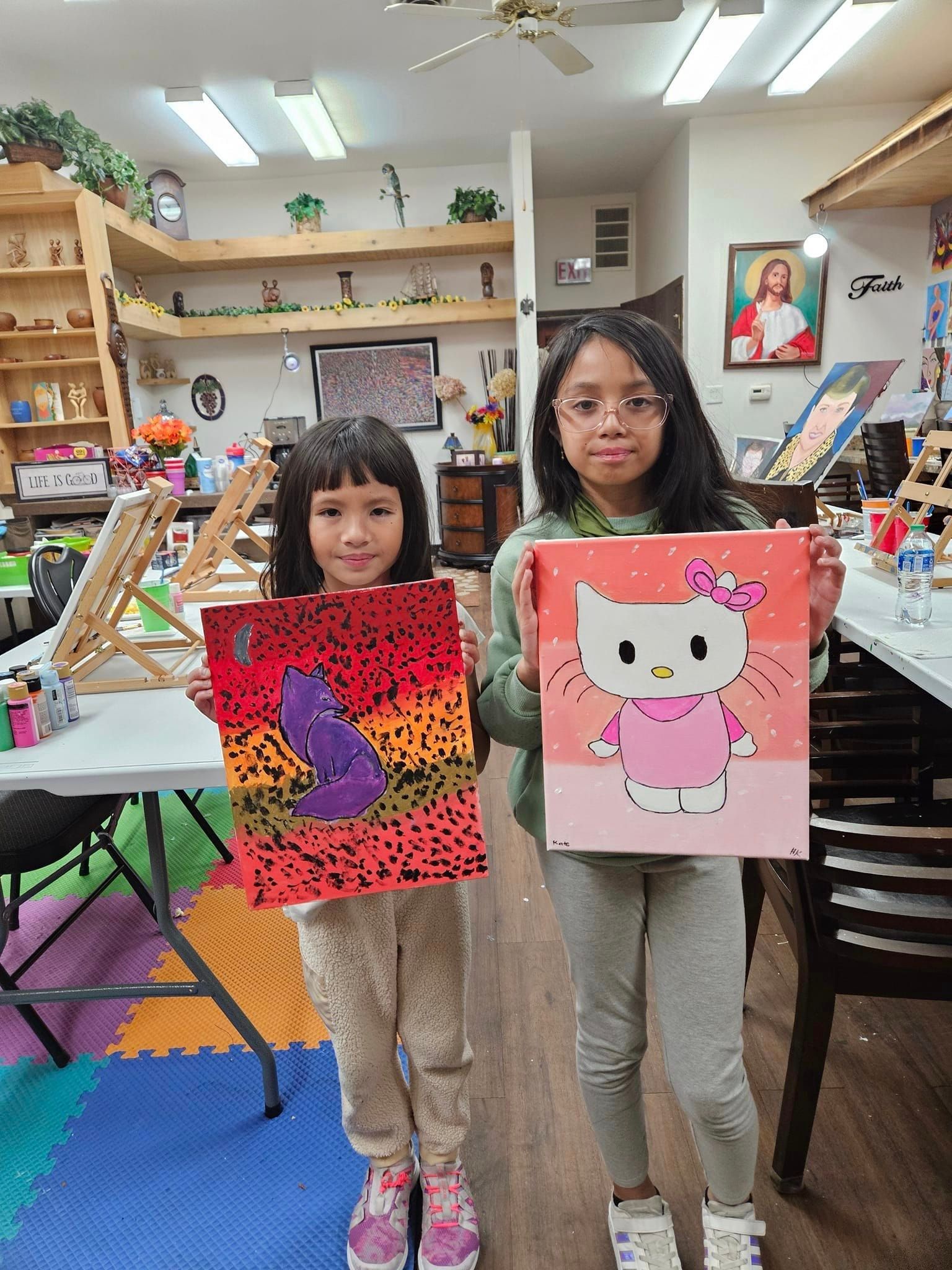 hello kitty painting a a wolf