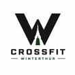 Schwarzes CrossFit Winterthur-Logo mit stilisiertem W und grünem Akzent auf weißem Hintergrund