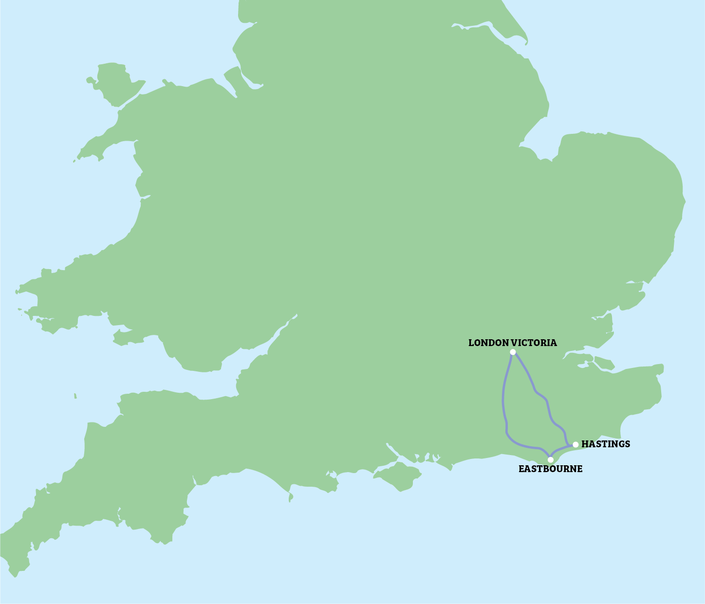 map of the destinations on route