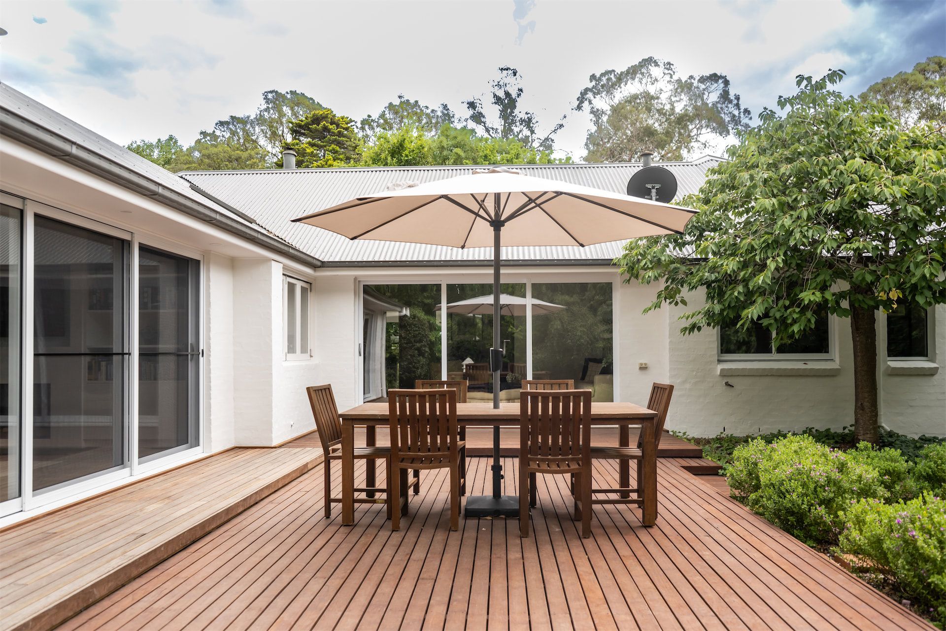 Patio With Wooden Deck, Outdoor Dining Table — Prime Built in Bowral, NSW