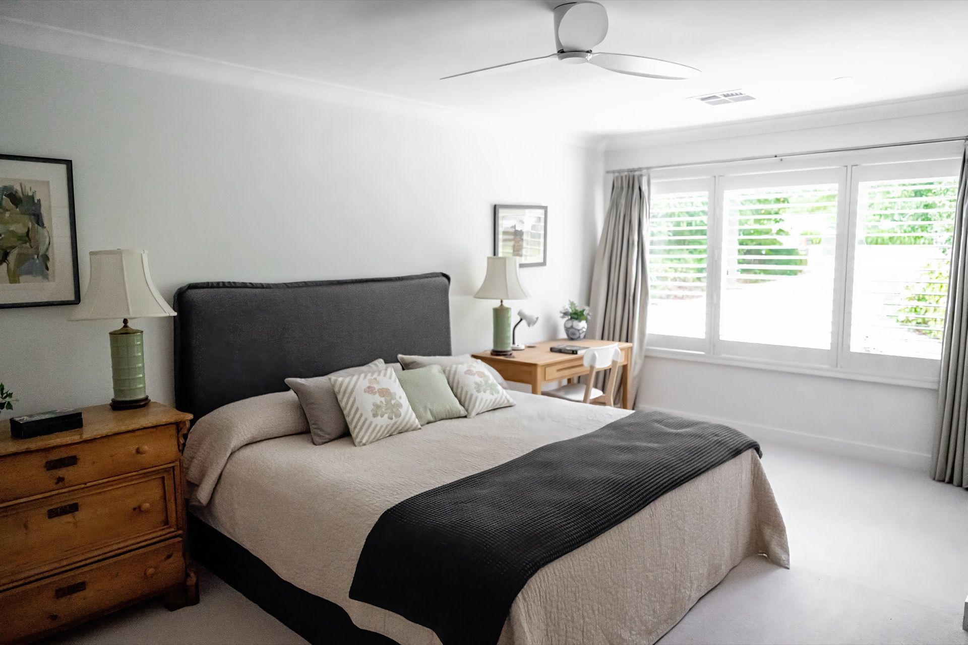 Bright Bedroom With Gray Bed — Prime Built in Moss Vale, NSW