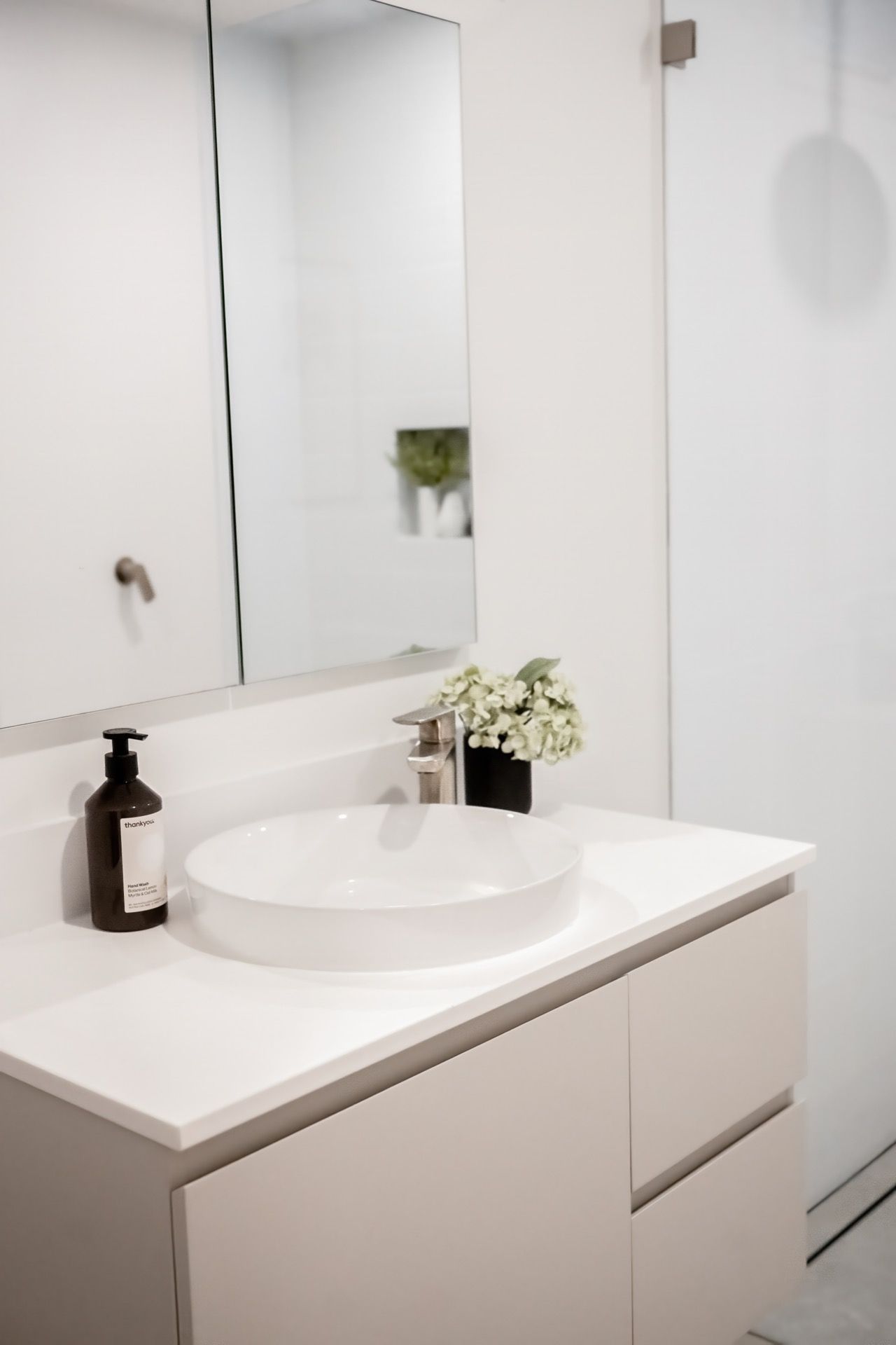 Modern Bathroom Vanity With Round White Sink — Prime Built in Bowral, NSW