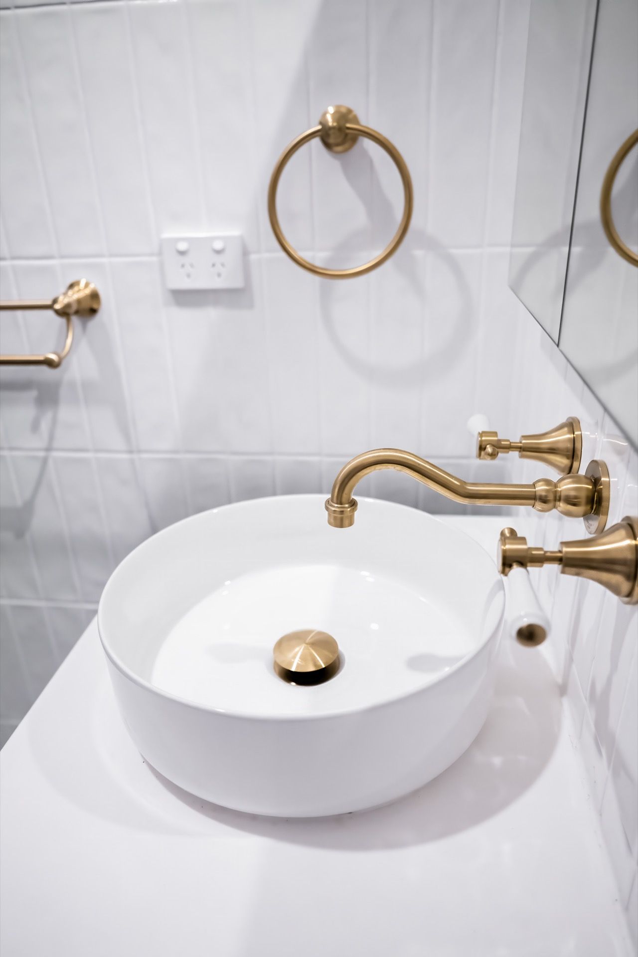 White Bathroom Vanity With Round Vessel Sink — Prime Built in Bowral, NSW