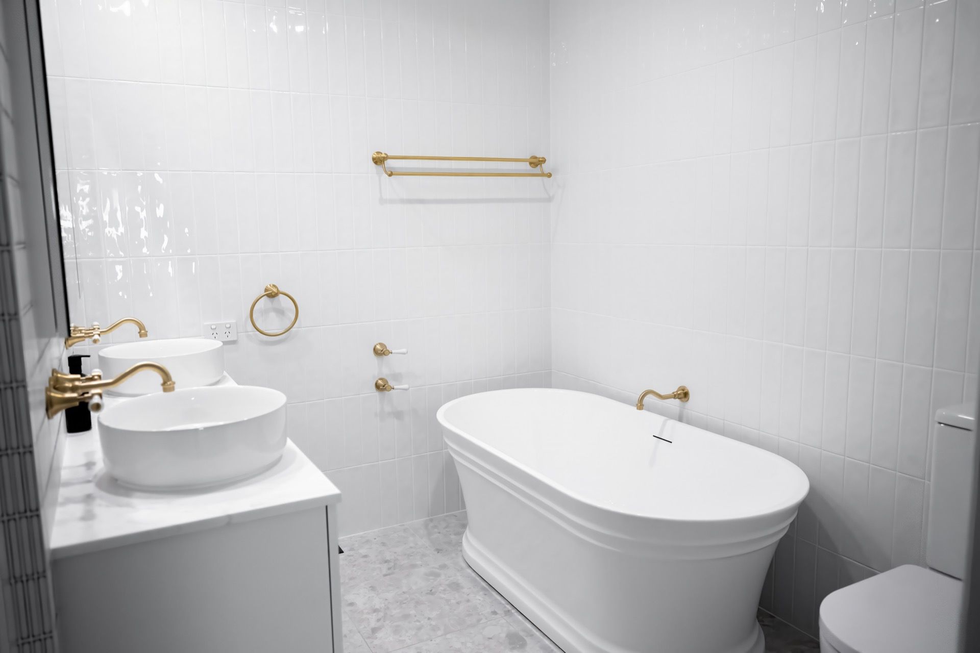 Bright White Bathroom With Freestanding Tub — Prime Built in Bowral, NSW