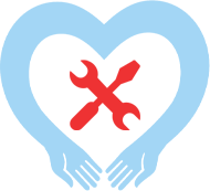 A heart with a wrench inside of it