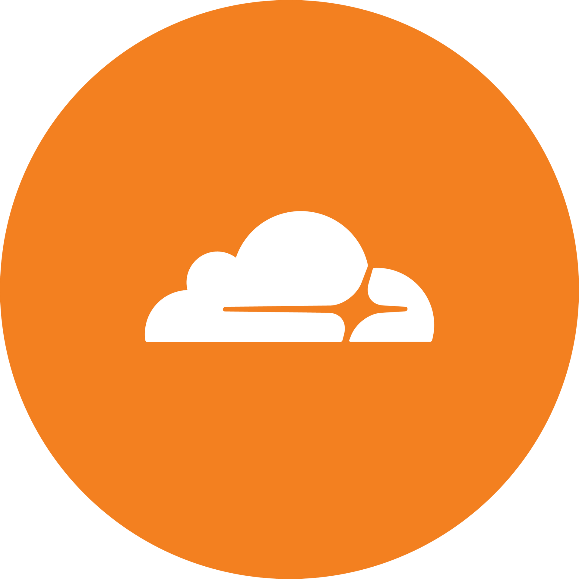 Cloudflare logo: Orange circle with a white cloud icon in the center