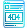 Blue 404 error webpage icon with a browser window outline and large “404” text