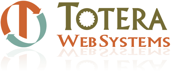TOTERA Web Systems logo with gold and teal text and circular T icon