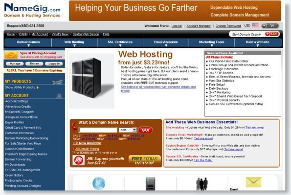 NameGig Web Hosting and Domain Names