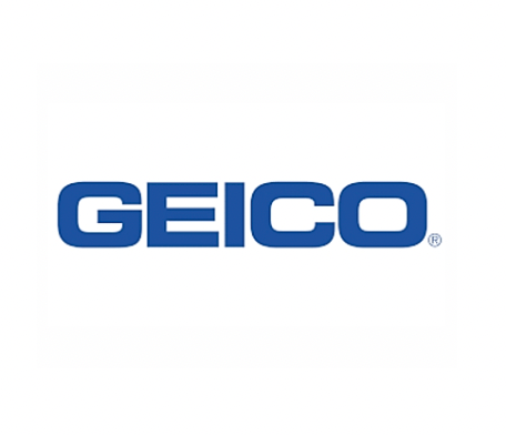 GEICO logo in blue text on a white background.