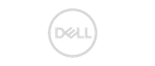 A white dell logo in a circle on a white background.