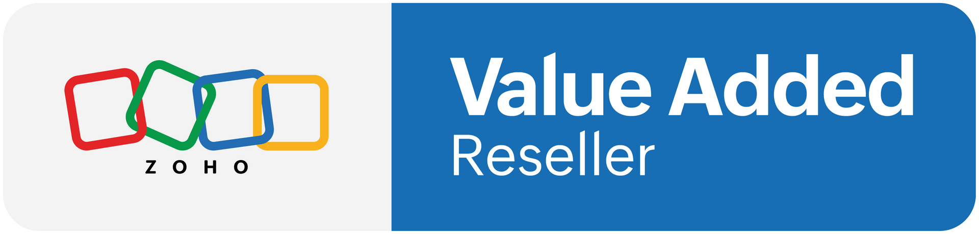 A blue button that says value added reseller on it