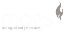A logo for mining , oil and gas services with a flame.