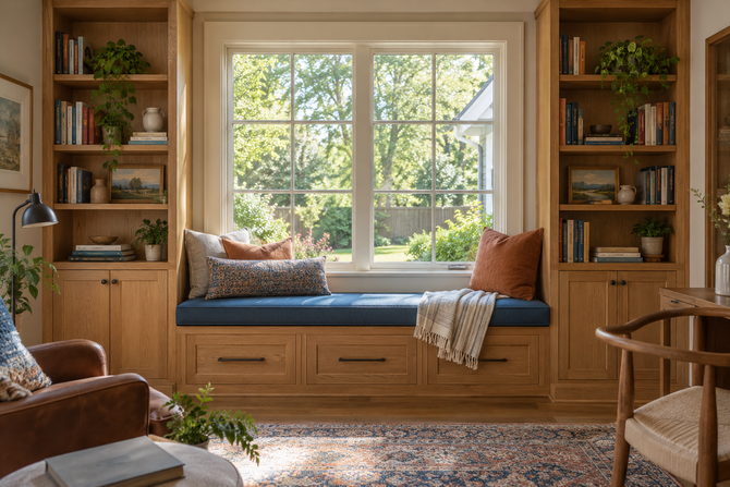 Person kneeling beside white furniture, using tools to fix a drawer in a bright room