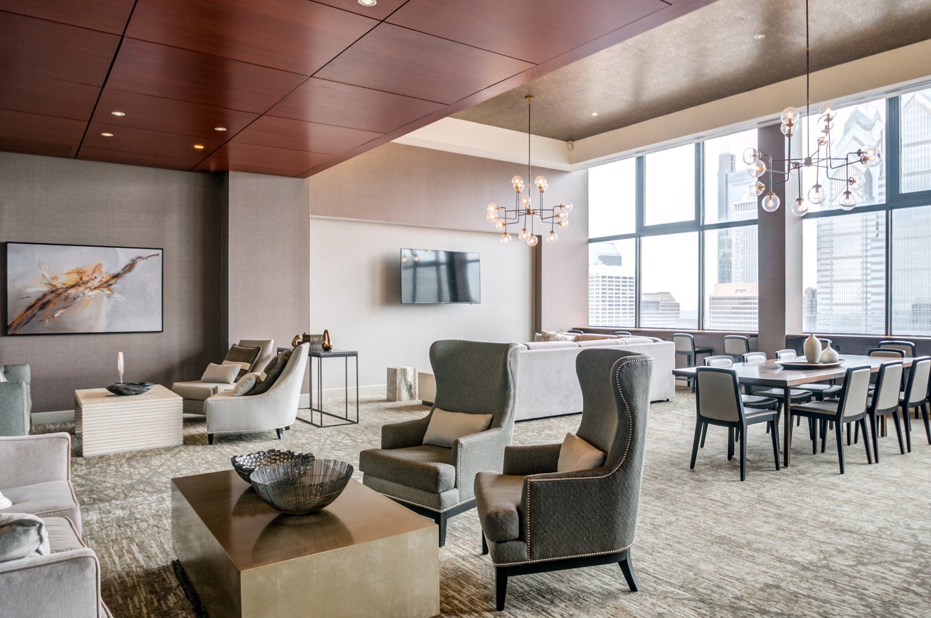 A living room filled with furniture and a dining room.