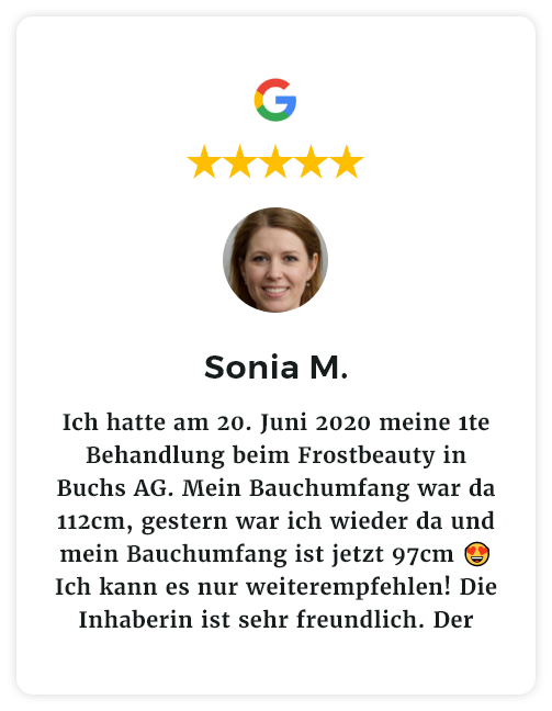 Eine Google-Bewertung für Sonia M. hat fünf Sterne