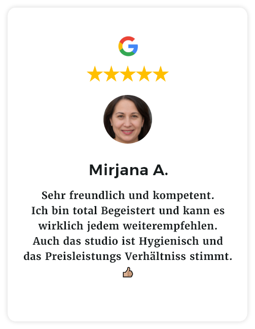 Eine Google-Bewertung für Mirjana A. hat fünf Sterne