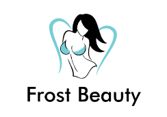 Ein Logo für Frost Beauty mit einer Frau und einem Herz