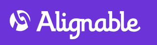 Alignable logo on purple background. A stylized white 